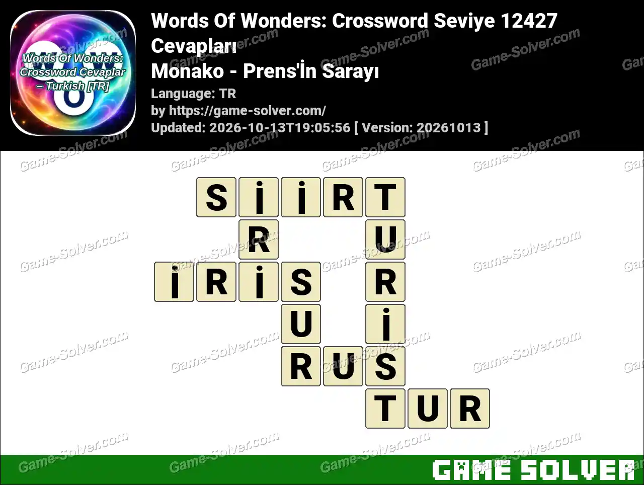 Words Of Wonders: Crossword Seviye 12427 Cevapları – Monako – Prens’İn Sarayı